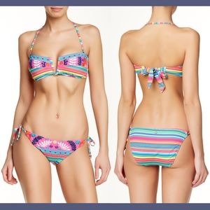 NWT Nanette Lepore Flora Fiesta Bandeau Top [ XS ]+ Bikini Bottom [ Small ] C133
